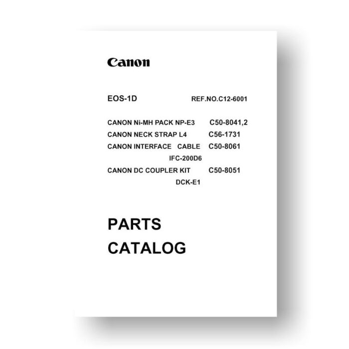 38-page PDF 728 KB download for the Canon EOS-1 D Parts Catalog | DSLR