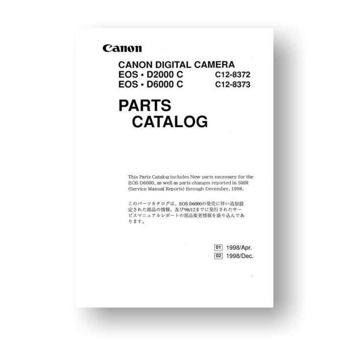 33-page PDF 1.78 MB download for the Canon C12-8372 Parts Catalog | EOS D2000 C | EOS 6000 C