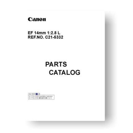 7-page PDF 1.36 MB file for Canon C21-5332 Parts Catalog | EF 14 2.8 L