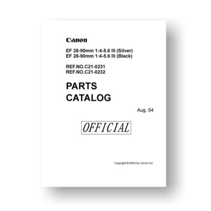 8-page PDF 426 KB download for the Canon C21-0231 Parts Catalog | EF 28-90 4-5.6 III