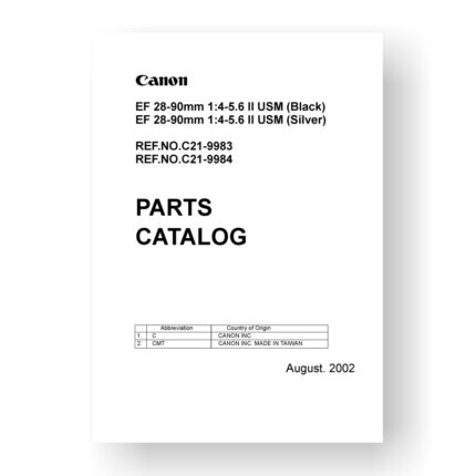 Canon C21-9984 Parts Catalog | EF 28-90 4-5.6 II USM