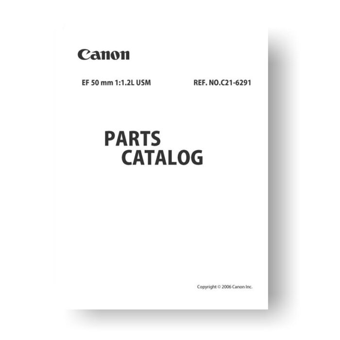 8-page PDF 859 KB download for the Canon C21-6291 Parts Catalog| EF 50 1.2L USM