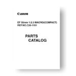 6-page PDF 115 KB download for the Canon C21-1191 Parts Catalog | EF 50 2.5 Macro