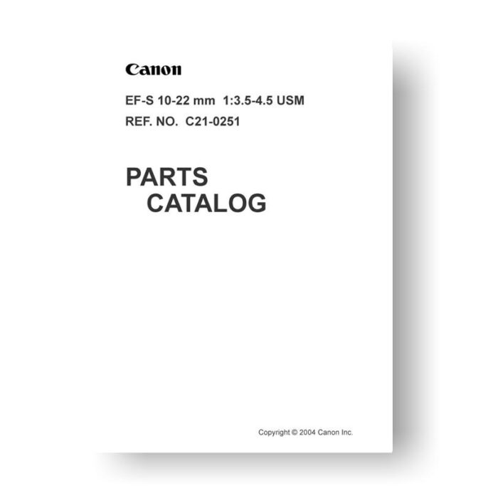 Canon C21-0511 Parts Catalog EF-S 10-22 3.5-4.5 USM