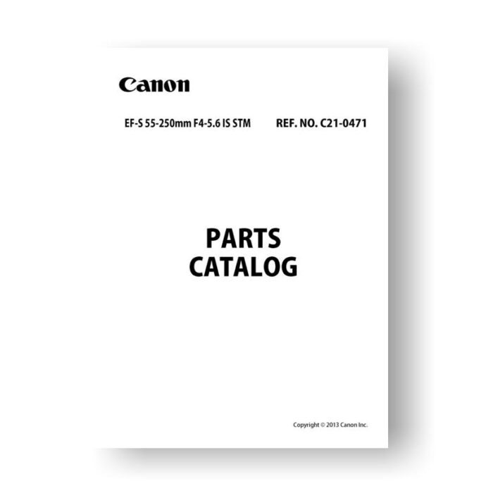 4-page PDF 582 KB download for the Canon C21-0341 Parts Catalog | EF-S 55-250 4-5.6 IS STM