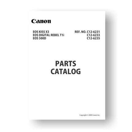 Canon C12-6233 Parts Catalog | Rebel T1i | EOS 500D | Kiss X3
