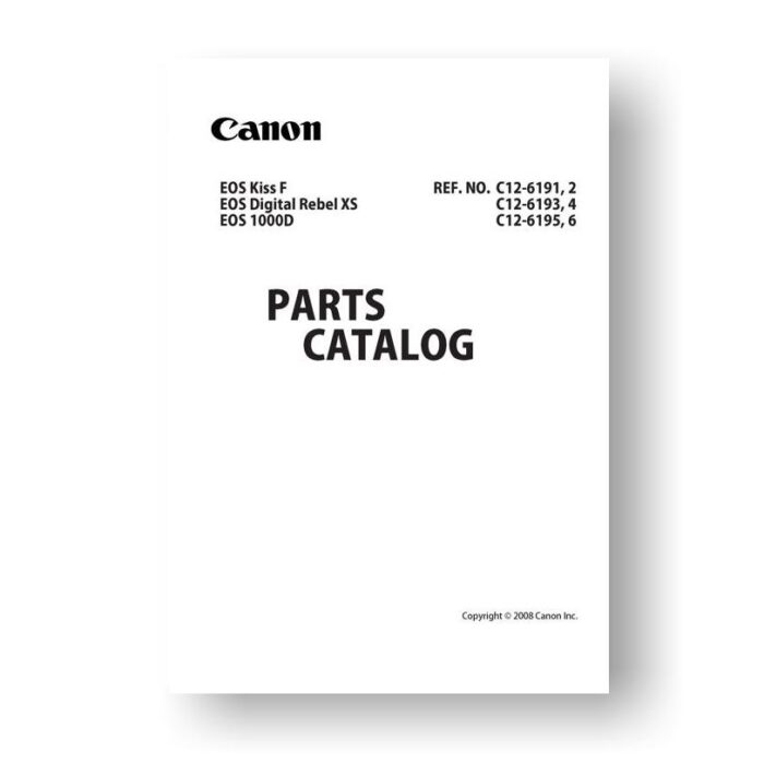 28-page PDF 581 KB download for the Canon C12-8243 Parts Catalog | EOS Rebel X | Rebel XS | EOS Kiss | EOS 500 | EOS 500QD