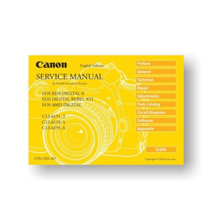 212 page PDF 31.26 MB download for the Canon CY8-1201-301 Service Manual | EOS Digital Rebel XTi | EOS Kiss X | EOS 400D