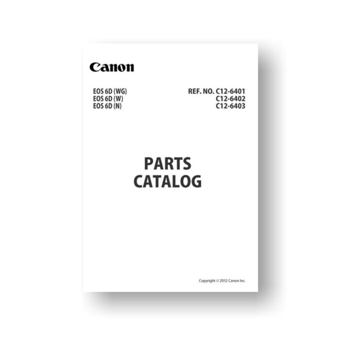 12-page PDF 3.22 MB download for the Canon C12-6401 Parts Catalog | EOS 6D