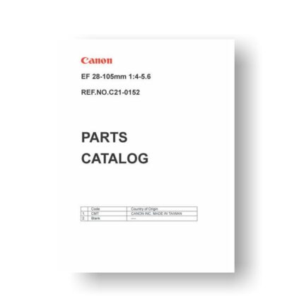 6-page PDF 126 KB download for the Canon C21-0152 Parts Catalog | EF 28-105 4-5.6