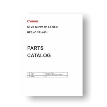 8-page PDF 122 KB download for the Canon C21-0151 Parts Catalog | EF 28-105 4-5.6 USM