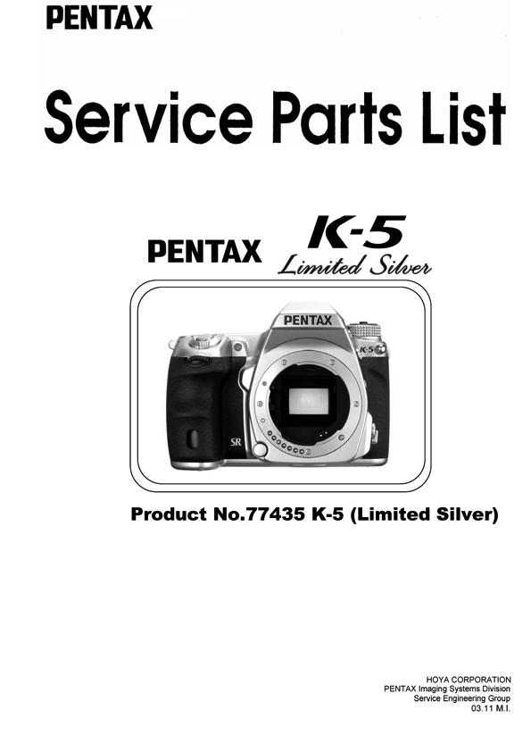 Pentax K-5 Silver Parts List Download