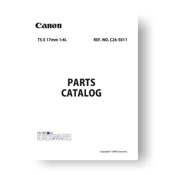 10-page PDF 1.00 MB download for the Canon C26-5011 Parts Catalog | TS-E 17 4.0L