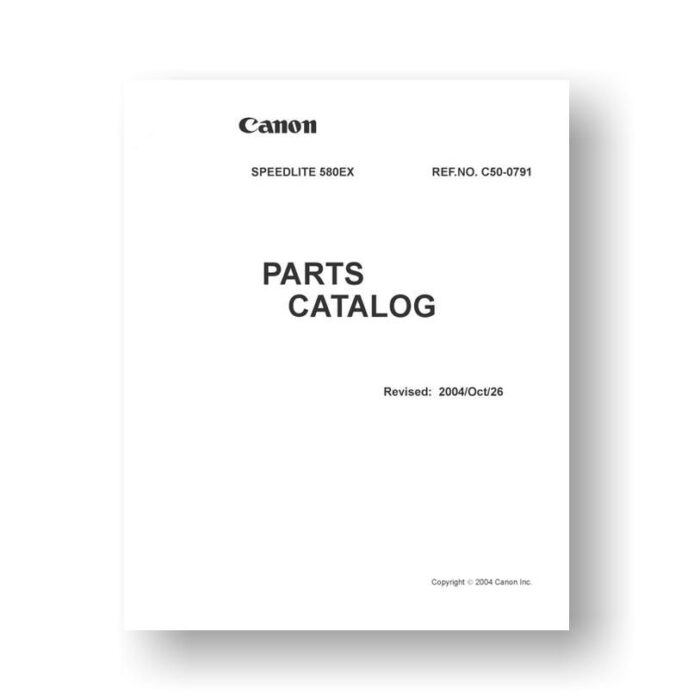 Canon C50-0791 Parts Catalog | Speedlite 580EX