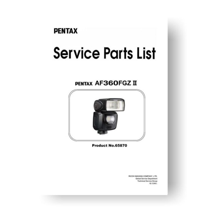 7-page PDF 566 KB download for the Pentax AF360FGZ II Parts List | AF Flash