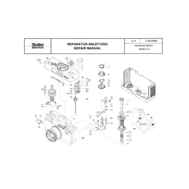 Rollei B35 Repair Manual Parts List | USCamera Rollei Downloads | Parts ...