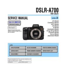 Sony A700 DSLR Service Manual Parts List PDF Download
