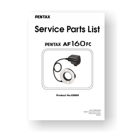 10-page PDF 1.46 MB download for the Pentax AF160FC Parts List | AF Macro Flash