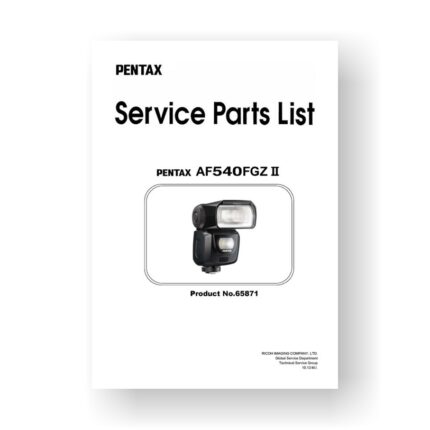 7-page PDF 719 KB download for the Pentax AF540FGZ II Parts List | AF Flash