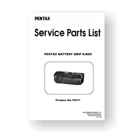 9-page PDF 408 KB download for the Pentax D-BG5 Parts List | Battery Grip