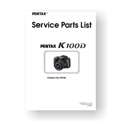 15-page PDF 481 KB download for the Pentax K100D Parts List | Digital SLR