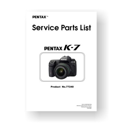 21-page PDF 2.03 MB download for the Pentax K-7 Parts List | Digital SLR