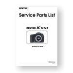20-page PDF 1.21 MB download for the Pentax K10D Parts List | Digital SLR