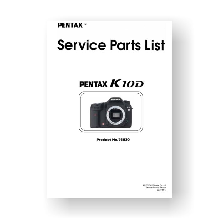 20-page PDF 1.21 MB download for the Pentax K10D Parts List | Digital SLR