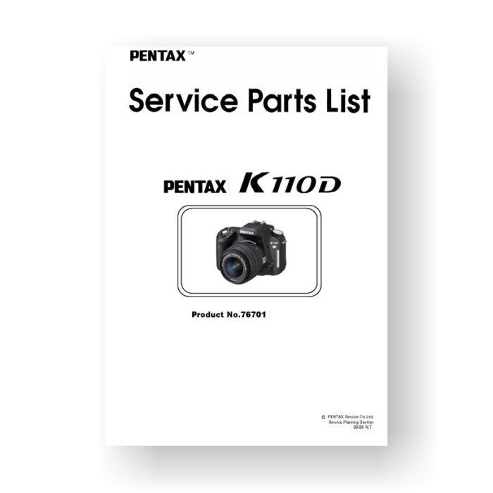 15-page PDF 519 KB download for the Pentax K110D Parts List | Digital SLR