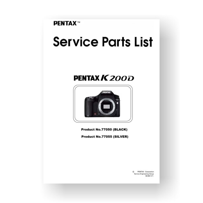 23-page PDF 780 KB download for the Pentax K200D Parts List | Digital SLR