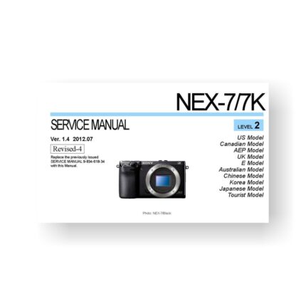 31-page PDF 6.41 MB download for the Sony NEX-7-7K Service Manual Parts List | DSLR