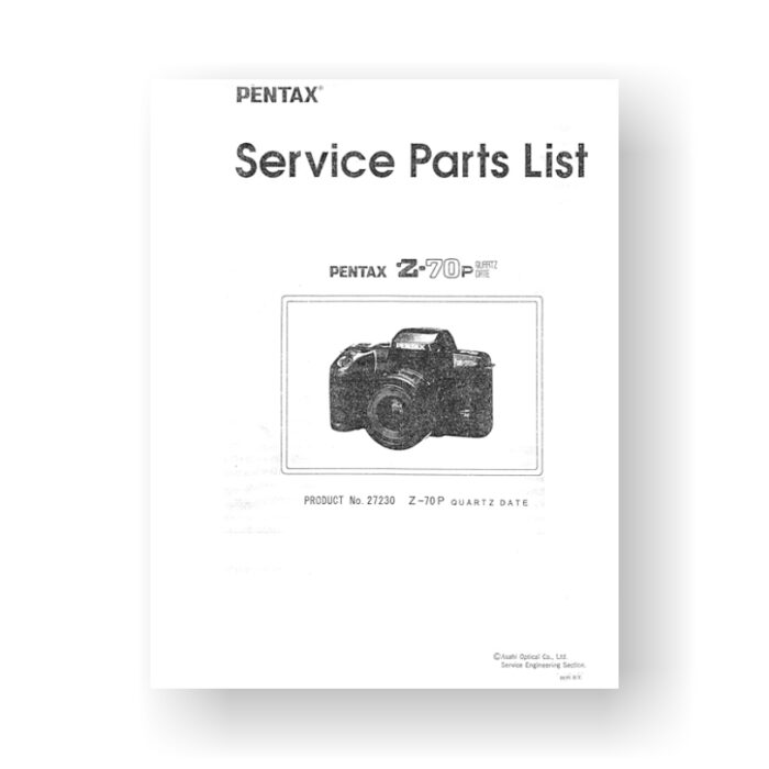 Pentax PZ-70 Parts List | PZ-70P | Z-70 | Z70-P | SLR Film Camera