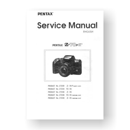 61-page PDF 5.51 MB download for the Pentax PZ-70 Service Manual Parts List | PZ-70P | Z-70 | Z70-P | SLR Film Camera