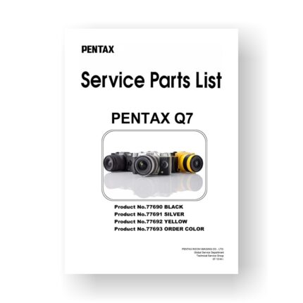 22-page PDF 1.58 MB download for the Pentax Q7 Parts List | SLR Digital
