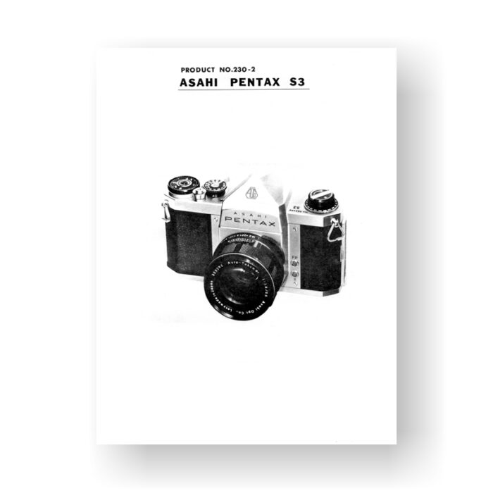 78-page PDF 5.5 MB download for the Pentax S3 Service Manual Parts List | SLR Film Camera