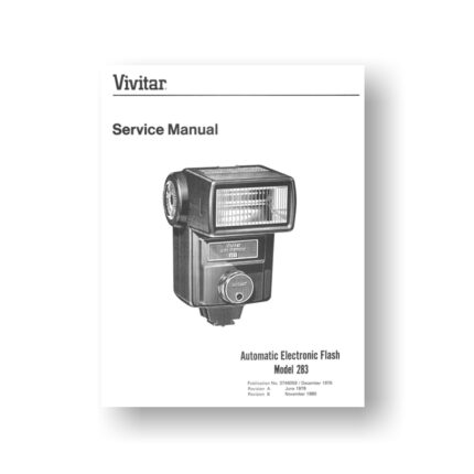 40-page PDF 2.5 MB download for the Vivitar 283 Service Manual Parts List | Shoe Mount Flash