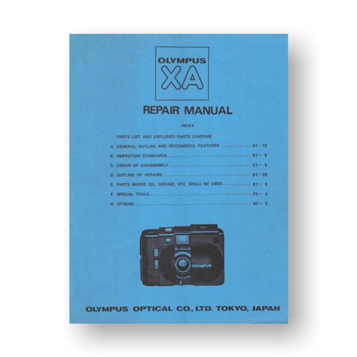 Olympus XA Repair Manual Parts List Download