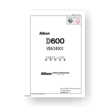 40-page PDF 2.29 MB download for the Nikon D600 Parts List | Digital SLR
