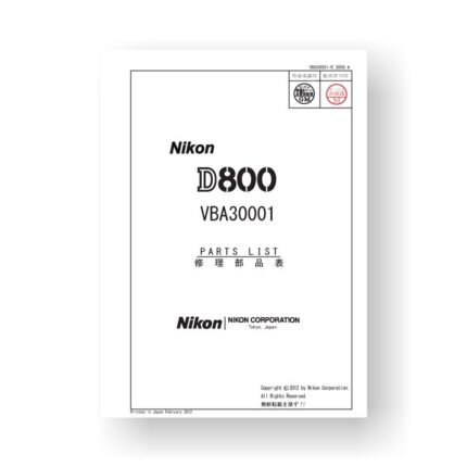 41-page PDF 2.65 MB download for the Nikon D800 Parts List | Digital SLR