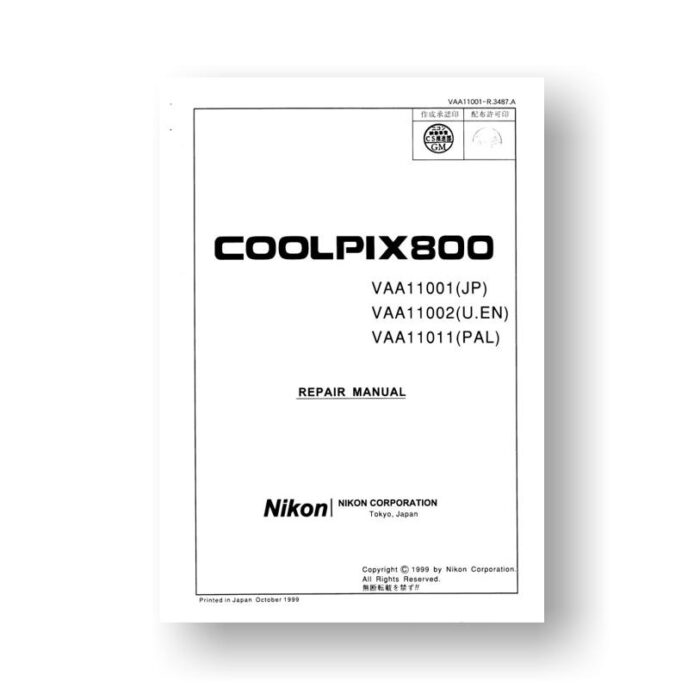 55-page PDF 4.17 MB download for the Nikon Coolpix 800 Repair Manual Parts List | Digital Compact