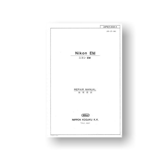 Nikon EM Repair Manual Parts List Film Cameras USCamera Nikon Manual