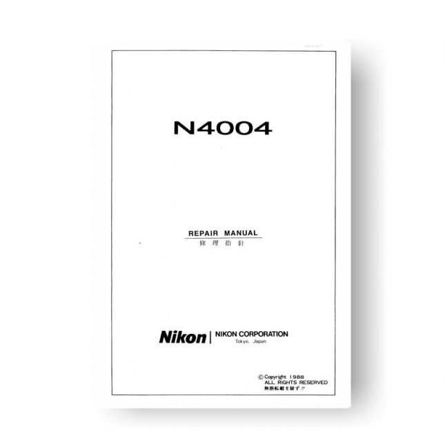 Nikon N4004 Repair Manual Parts List Download Nikon Film Cameras
