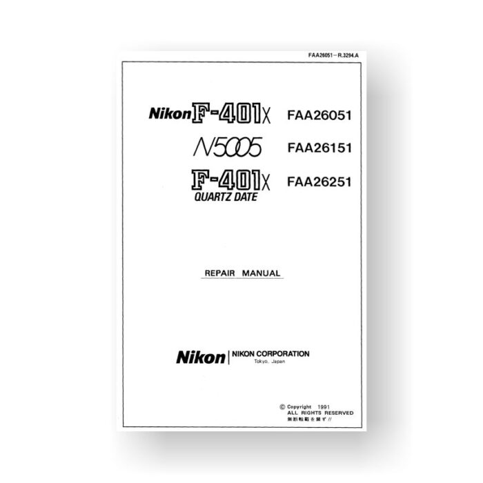 138-page PDF 7 MB download for the Nikon N5005 Repair Manual Parts List | Film Cameras