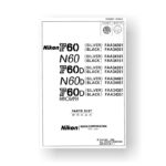 Nikon N60 Repair Manual Parts List