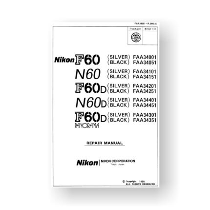 104-page PDF 5 MB download for the Nikon N60 Repair Manual Parts List | Film Cameras