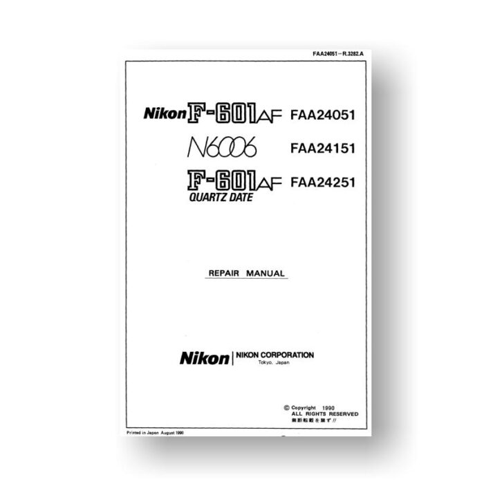 180-page PDF 4.5 MB download for the Nikon N6006 Repair Manual Parts List | Film Cameras