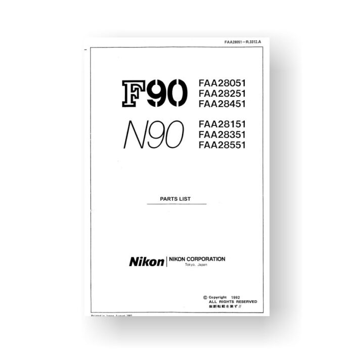 Nikon N90 Repair Manual Parts List Download