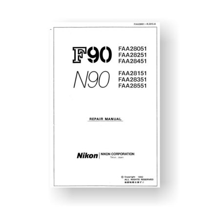 164-page PDF 8.75 MB download for the Nikon N90 Repair Manual Parts List | SLR Film Camera
