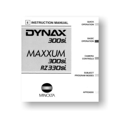 Minolta Maxxum 300si Owners Manual Download
