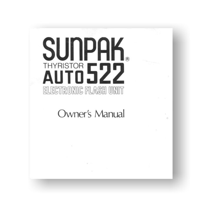 Sunpak Auto 522 Flash Unit Owners Manual Download